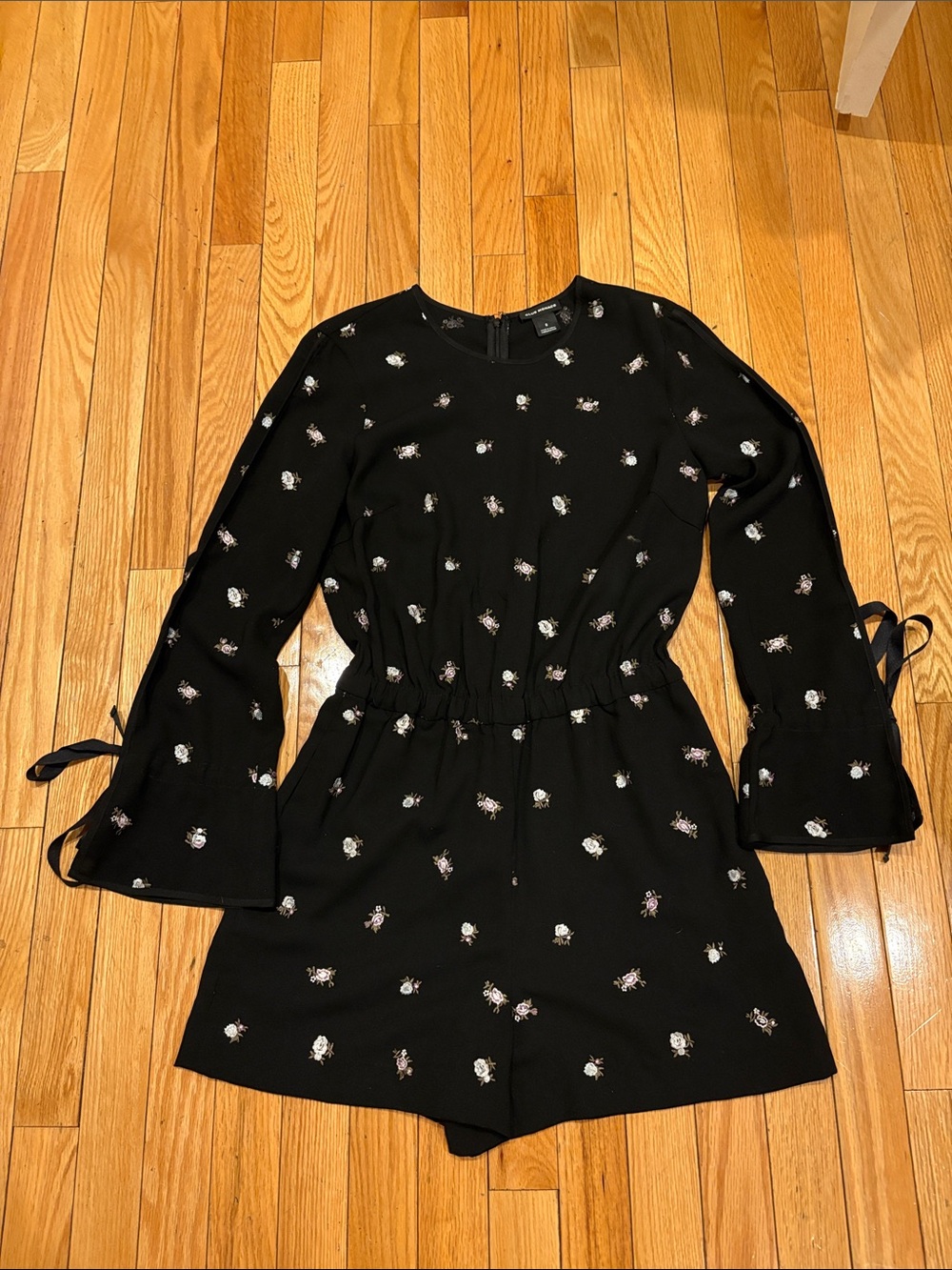 Club Monaco Black Floral Embroidered Top